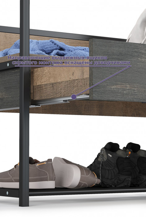 Трувор Прихожая 222, цвет дуб гранж песочный/интра, ШхГхВ 180х37х194,2 см., универсальная сборка