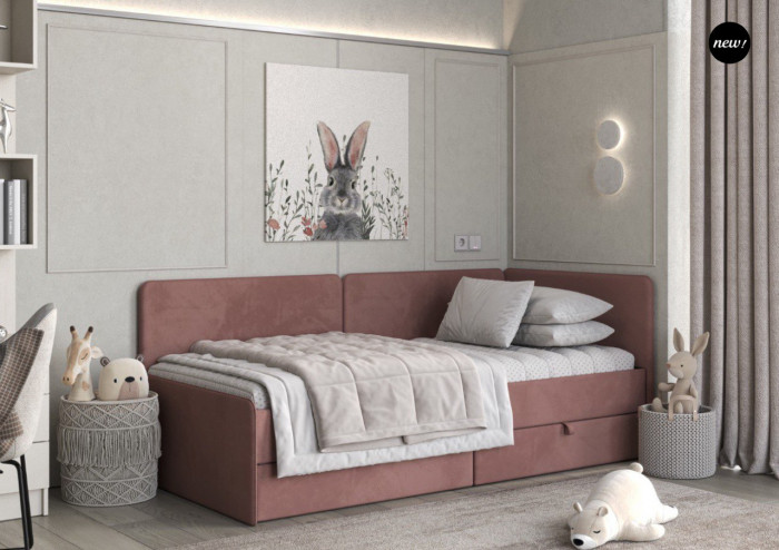 Кровать Тото 90х200 с ящиками, Микровелюр Zeekr-27