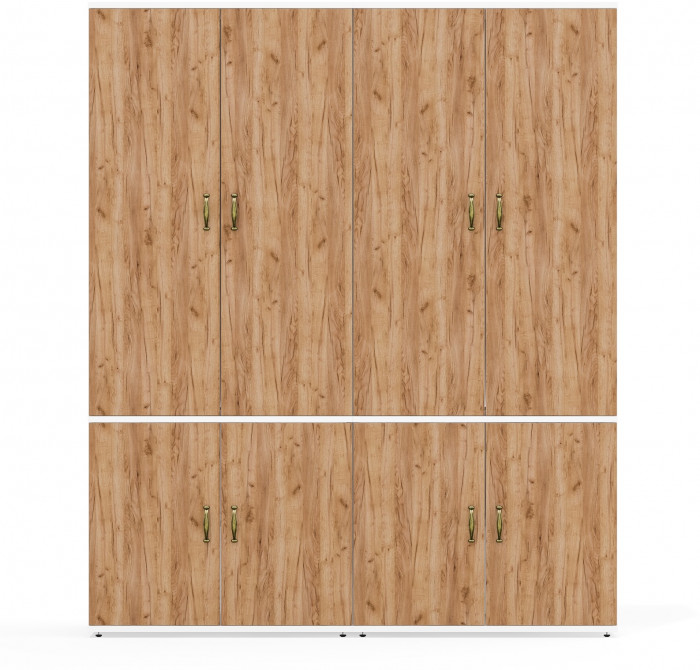 Лидер-8 Шкаф МД 20Б 2 шт., цвет белый шагрень/крафт золото, ШхГхВ 160х37,5х190 см., НЕ универсальная сборка