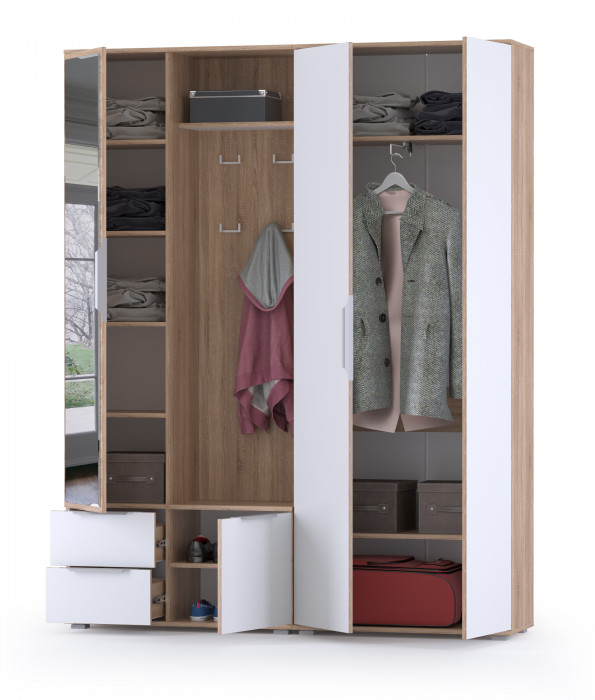 Куба Прихожая 13, дуб сонома/белый премиум