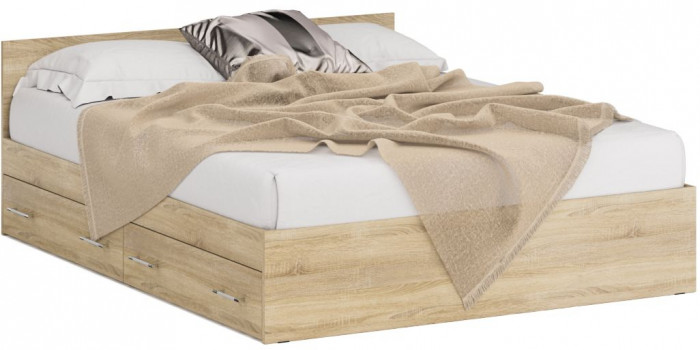 Кровать с ящиками 1600 + Пенал Стандарт, дуб сонома