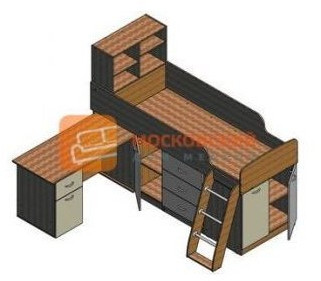 Детская кровать-чердак Дюймовочка-1, Дуб молочный /Розовый