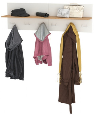 Октава 15.14.01 Вешалка + 15.14.01 Вешалка, белый шагрень/дуб крафт золотой