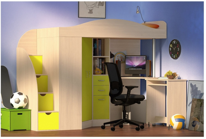 Кровать-чердак Юниор 4 (Венге/Венге)