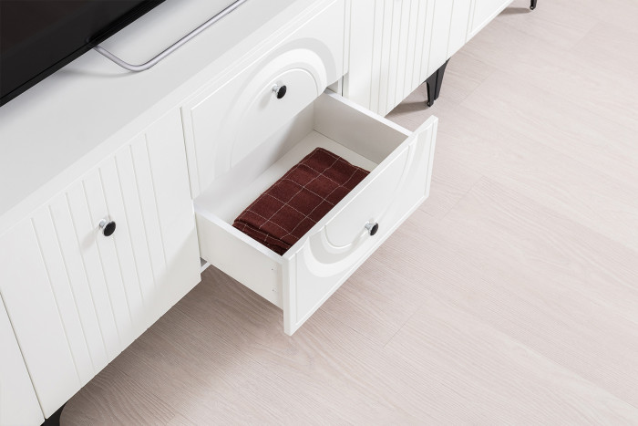 Валенсия Гостиная № 065, ЛДСП белый шагрень/МДФ белый шагрень