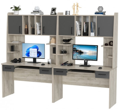 Два стола рабочих 6-0604дкс/граф Бета, дуб крафт серый/графит