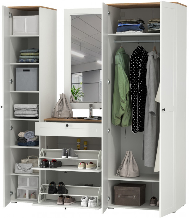 Остин Прихожая 40, белый шагрень/дуб крафт золотой