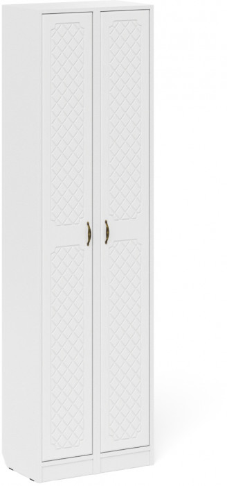 Прихожая П-6 Пенал + Пенал, цвет белая шагрень/фасады МДФ белое дерево фрезеровка ромб, ШхГхВ 60х35х210 см., универсальная сборка