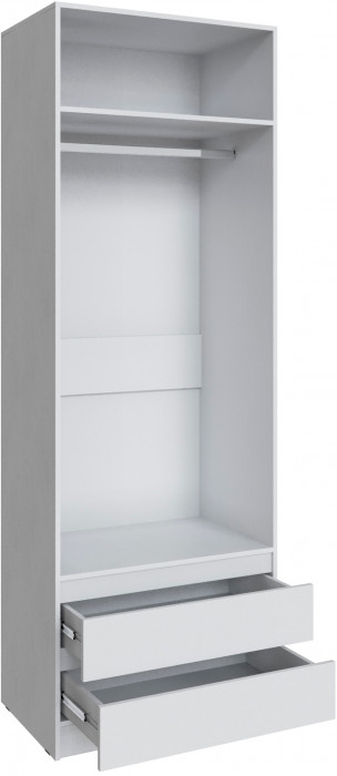 Шкаф Мадрид (0,8) с 2 ящ. без ручек с зеркалом, Белый