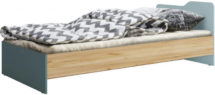 RICH Кровать КР-003, Дуб крафт золотой/Мята-Сумеречный голубой, склад