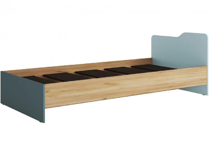 RICH Кровать КР-003, Дуб крафт золотой/Мята-Сумеречный голубой, склад