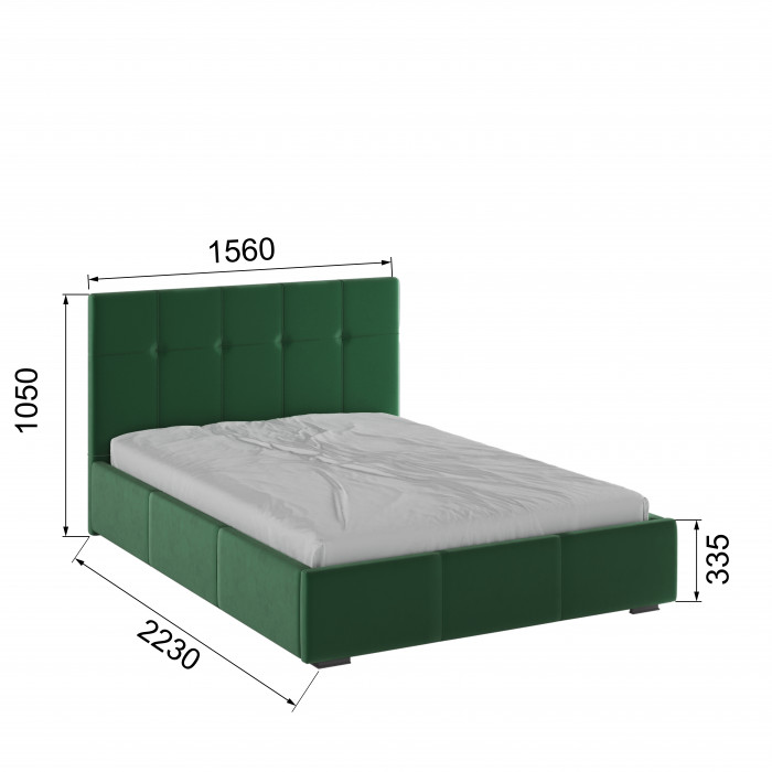 Рио Кровать интерьерная 140 изумруд квадрат, ПМ