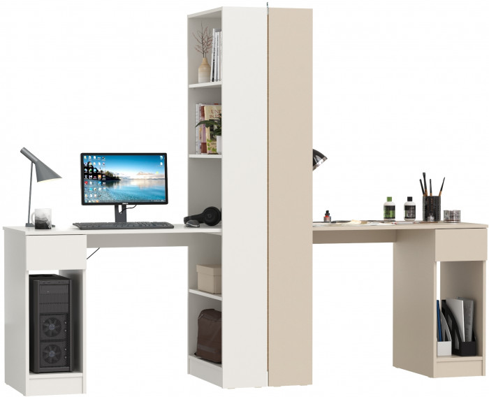 Два Стола письменных Лайт 10.01, белый гладкий/сатин