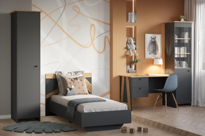 Кровать с основанием Теодора 0,9м, Графит