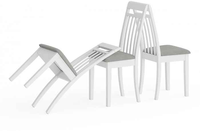 Три стула Мебель--24 Гольф-11 разборных, цвет белый, обивка ткань велюр серый 63, ШхГхВ 40х40х100 см., от пола до верха сиденья 47 см.