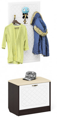 Прихожая П-6 Тумба + Вешалка, венге/фасады МДФ белое дерево фрезеровка ромб