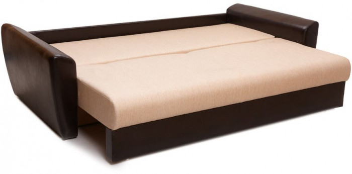 Диван-кровать Амстердам, 160х195, раскладной, еврокнижка, пружинный блок, рогожка/экокожа, бежевый