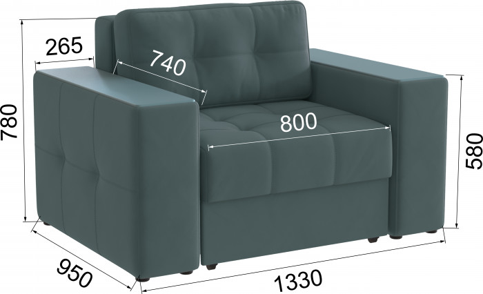 Кресло-кровать Виконт, Серый/МДФ Бриз