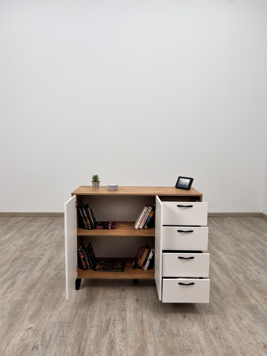 Комод Катрин-12 дуб крафт золотой/белый