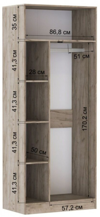 Прихожая Руэлла, композиция 1, дуб крафт серый/дуб крафт белый