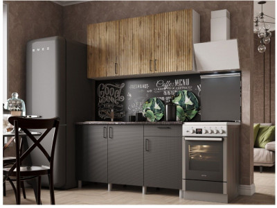 Кухонный гарнитур 1,5м Кантри Дуб канадский/Карбон вулкан