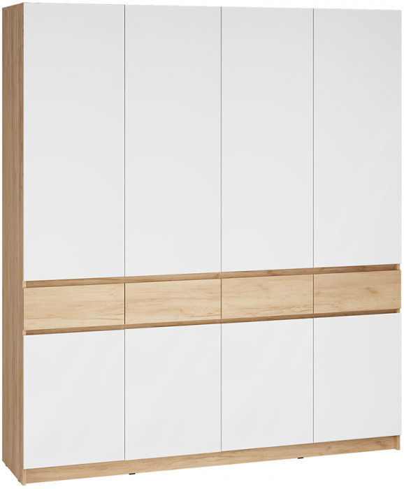 Шкаф распашной Стоуби ШК-2000, Дуб крафт золотой, Глянец белый