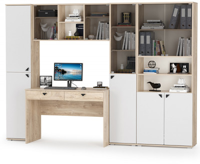 КР100 Бостон № 33, цвет дуб эндгрейн элегантный/фасады МДФ милк рикамо софт, 13.154+12.69+10.51+13.155+13.156, ШхГхВ 269,2х57,2х194,4 см., ун. сборка