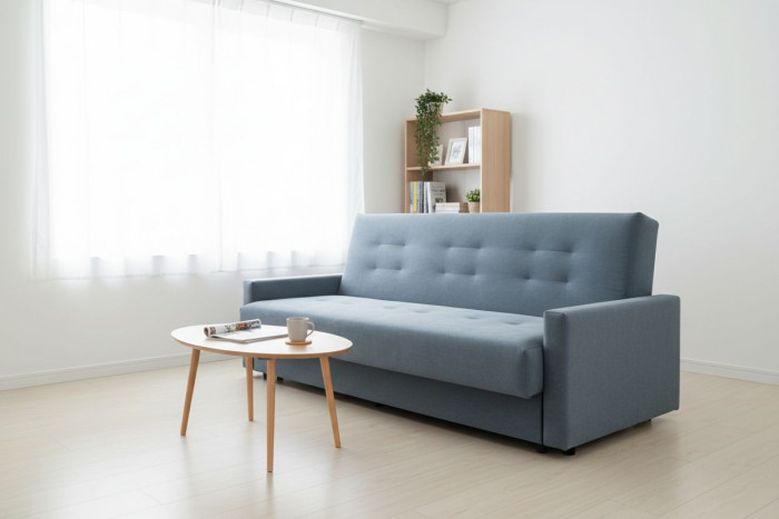 Раскладной диван-кровать, прямой, книжка, цвет серый, Милан 140