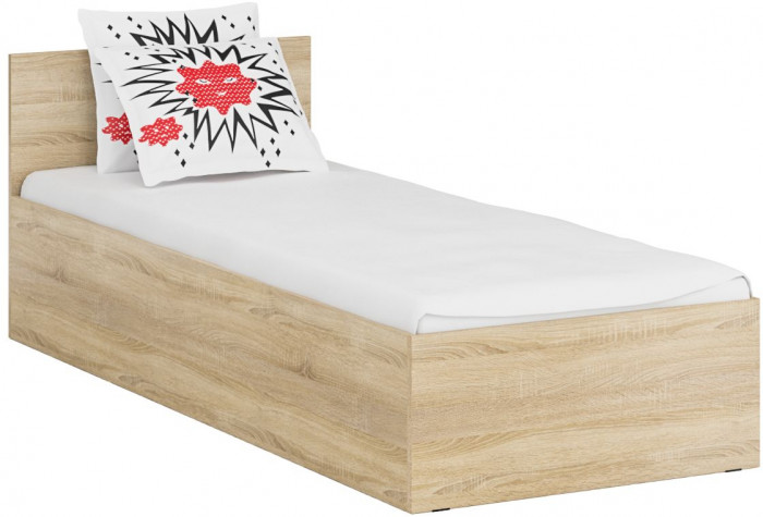 Стандарт Кровать 0800, цвет дуб сонома, ШхГхВ 83,5х203,5х70 см., сп.м. 800х2000 мм., без матраса, основание есть