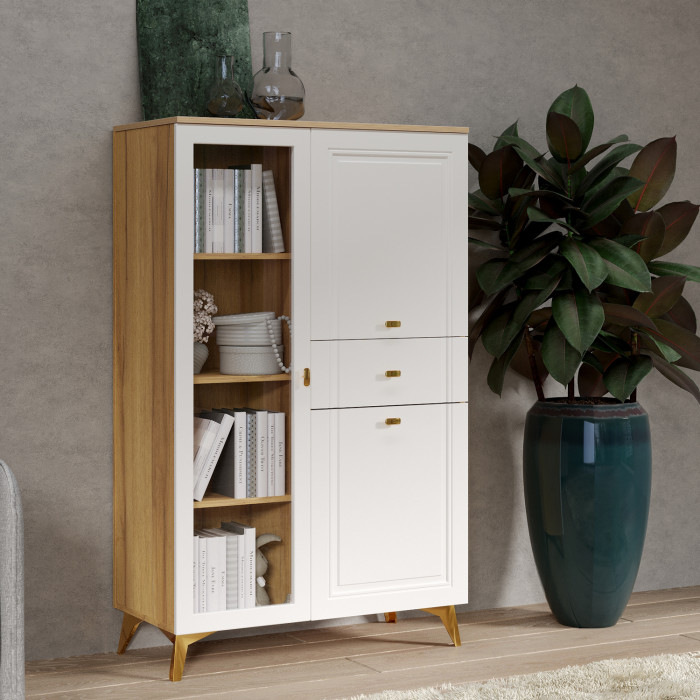 Шкаф низкий (1 стеклодверь) Вега Сапфир