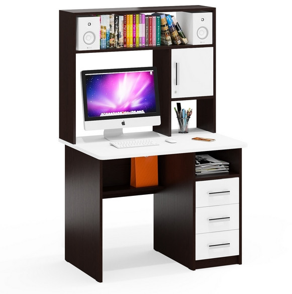 Стол компьютерный С-МД-СК9, цвет венге/белый шагрень, ШхГхВ 102х70х160 см., ниша под монитор 65х70х57 см., НЕ универсальная сборка