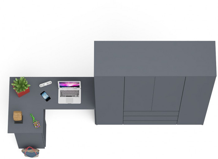 Мори компьютерный стол МС-16 левый + Шкаф МШ1600.1, графит