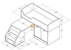 Детская кровать-чердак Дюймовочка-2, Дуб молочный / Розовый