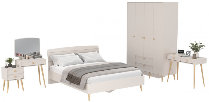 Афина Спальня 15-1600, цвет кашемир серый, сп.м. 1600х2000 мм., б/м, основание есть - фанера