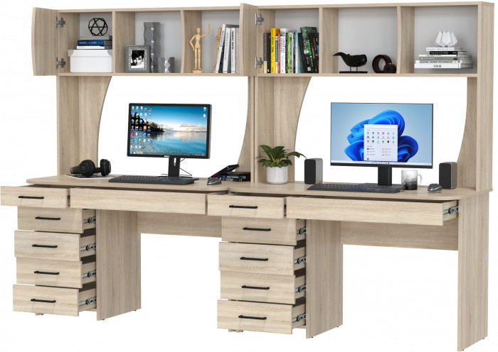 Два стола рабочих 6-0606дубсон Сигма, дуб сонома