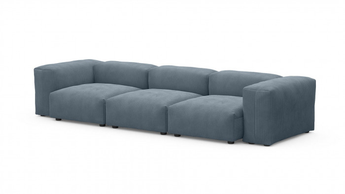 Диван Фиджи трехсекционный Cilium Indigo 315*116*62 см, Синий Вельвет Нераскладной Фиеста