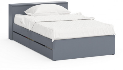 Ксения Кровать с ящиками 1200, цвет графит, ШхГхВ 126,4х221,6х72 см., сп.м. 1200х2000 мм., без матраса, основание есть, универсальная сборка