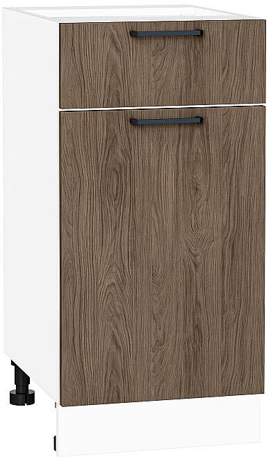 Кухонный гарнитур Флэт-01, МДФ, 260 см, Белый/Коричневый дуб (Антарес)