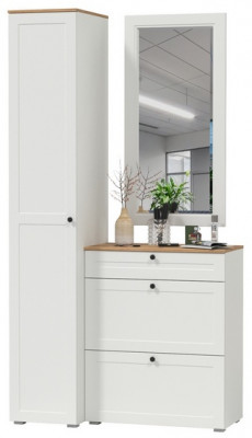 Остин Прихожая 22, цвет белый шагрень/дуб крафт золотой, ШхГхВ 120х54,3х229,6 см., универсальная сборка