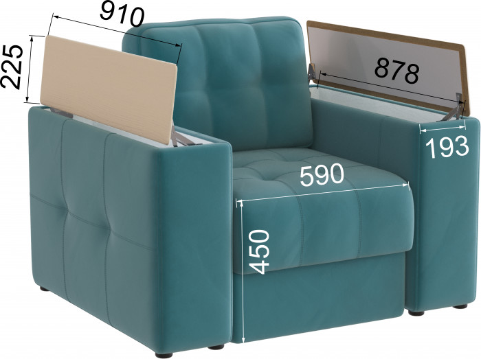 Кресло Нави, Бирюза/Клен кремовый МДФ