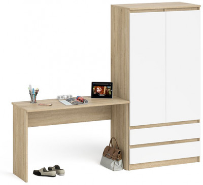 Мори письменный стол МСП1200.1 + Шкаф МШ900.1, дуб сонома/белый