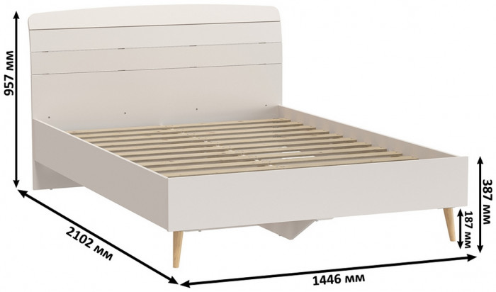 Афина Спальня Кровать 1400 + Стол, цвет кашемир серый, ШхГхВ 144,6х210,2х95,7 + 100х45х76 см., сп.м. 1400х2000 мм., б/м, основание есть