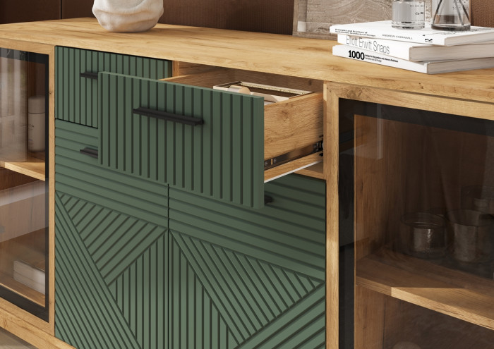 Модульная гостиная "Флэш", Крафт золотой/Браш мени грин (рамка AGT)