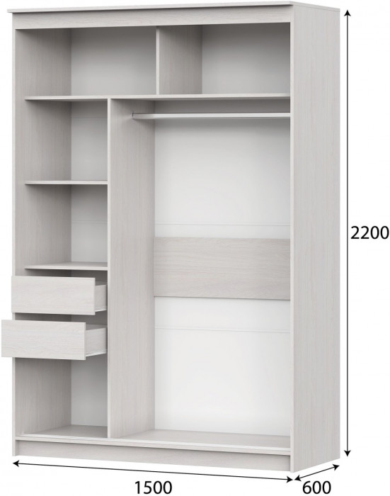 Шкаф-купе №19 (1,5 м) Инфинити Серия 3 Ясень Анкор Светлый, склад