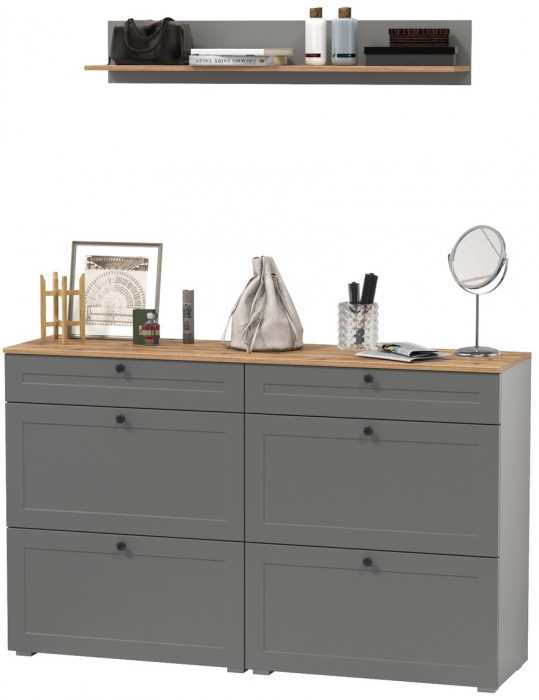 Остин Прихожая 66, цвет серый графит/дуб крафт золотой, ШхГхВ 160х41,6х160 см.