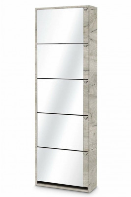 Обувница Комфорт К-5S с зеркалом Дуб Крафт серый