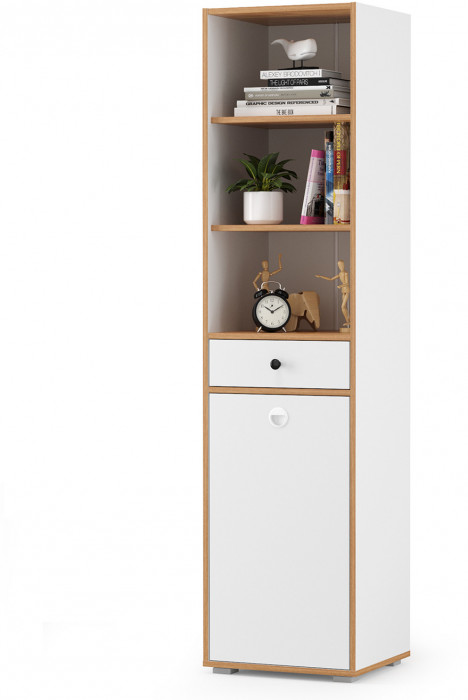 Вуди Компоновка № 31, цвет белый премиум/дуб крафт золотой, ШхГхВ 351х52,7х205 см., универсальная сборка