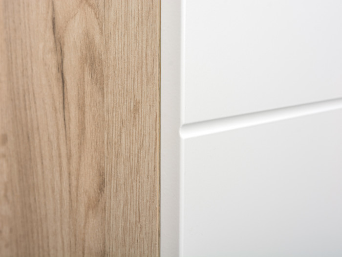 Лайн Прихожая № 10, цвет дуб крафт серый/фасады МДФ белый глянец, ШхГхВ 234,8х35,1х210 см., НЕ универсальная сборка