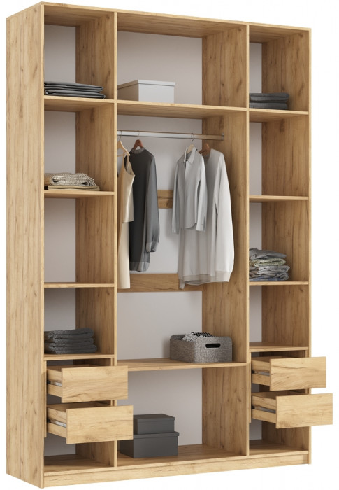 Марвэл Шкаф 4-х створчатый 1600, Дуб крафт/Мальта