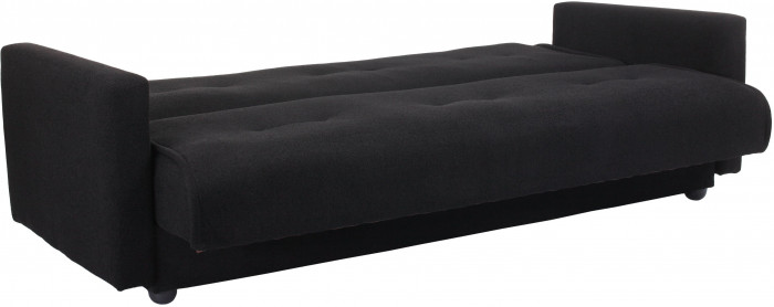 Раскладной диван-кровать, прямой, книжка, цвет черный, Милан 140